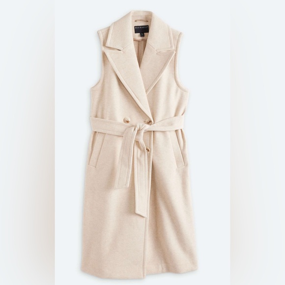 Bernardo Cream Structured Sleeveless Belted Vest - Picture 1 of 7